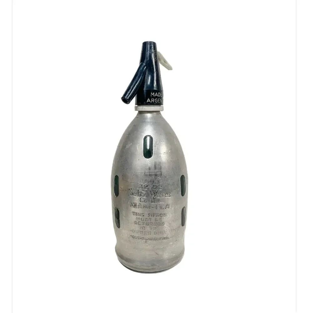 Vintage 32oz Caged Seltzer Bottle Seltz Water Co. Siphon Made in Argentina